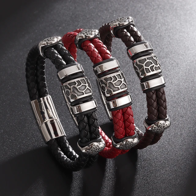 Round braided leather cord Ø6,0mm - black+red, 8,49 €