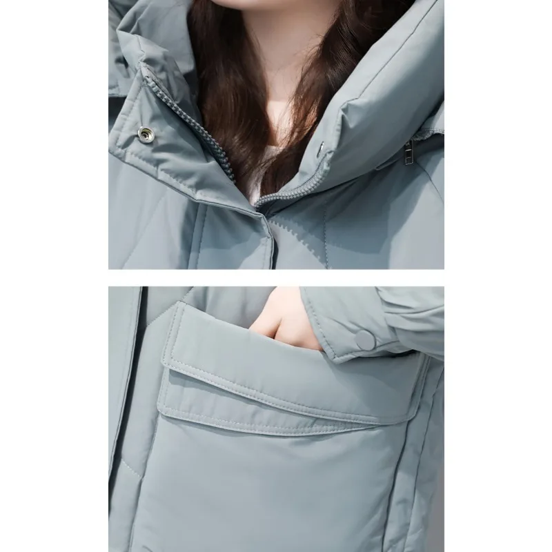 2024 New Women Down Jacket Winter Coat Female Mid Length Version Parkas Loose Thick Warm Outwear Hooded Leisure Time Overcoat