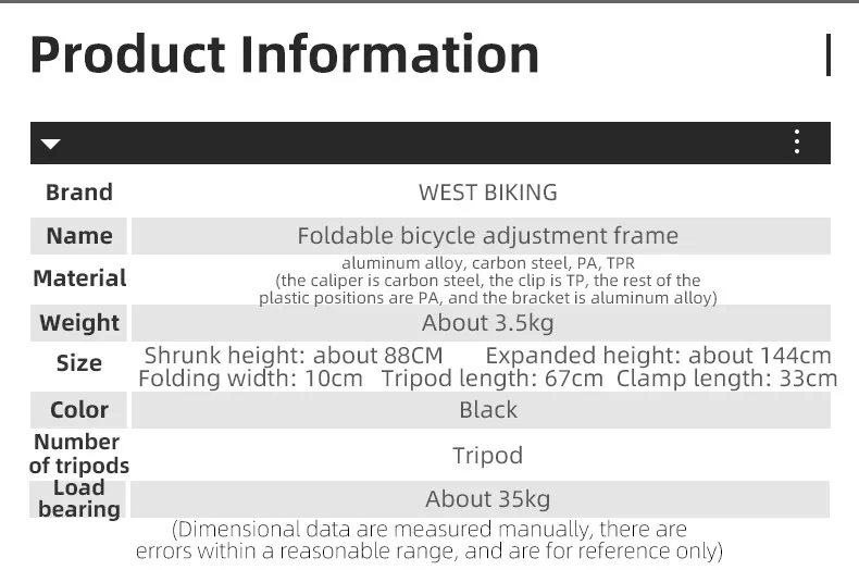 West Biking Fahrrad reparatur ständer faltbar Indoor Fahrrad ablage verstellbar MTB Rennrad Wartung Arbeits ständer Display halter – Detail 4