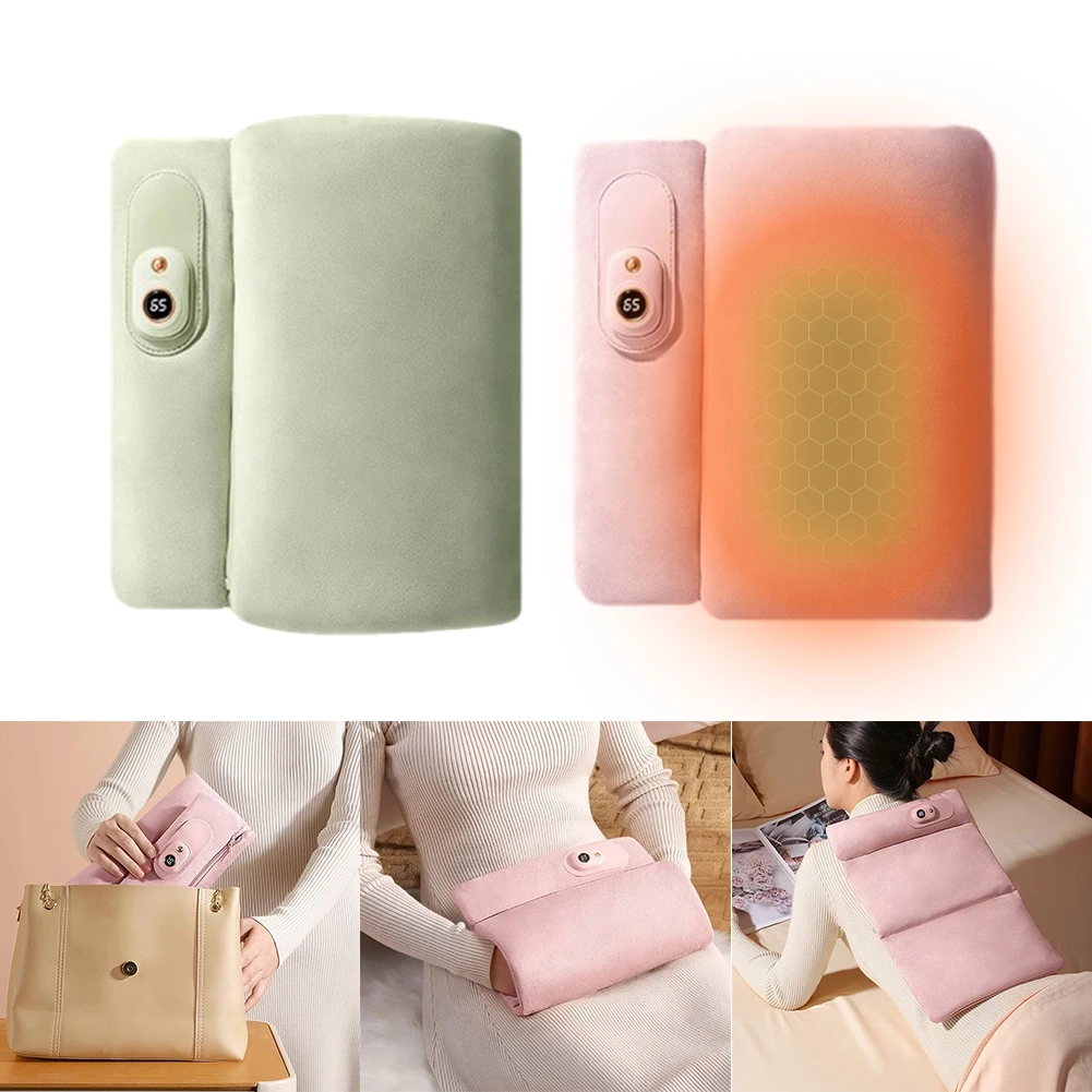 

Electric Heating Pad Water-Free Hand Warmer Suede Cover USB Power 3 Temp Settings Folding Heating Pad Winter Warm Hot Water Bag