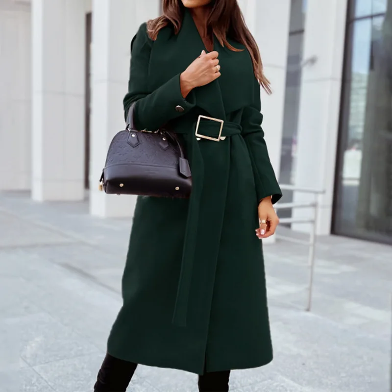Women's Autumn and Winter 2022 Temperament Mid-length Thick Woolen Long-sleeved Women's Jacket Trend Red Fashionable Woolen Coat