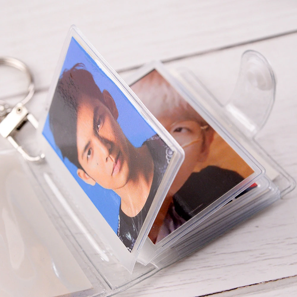 Photography Jelly Color 16 Pockets 2 Inch Card Stock Binders Albums Mini Photo Album Photos Holder Keychain Photo Card Holder