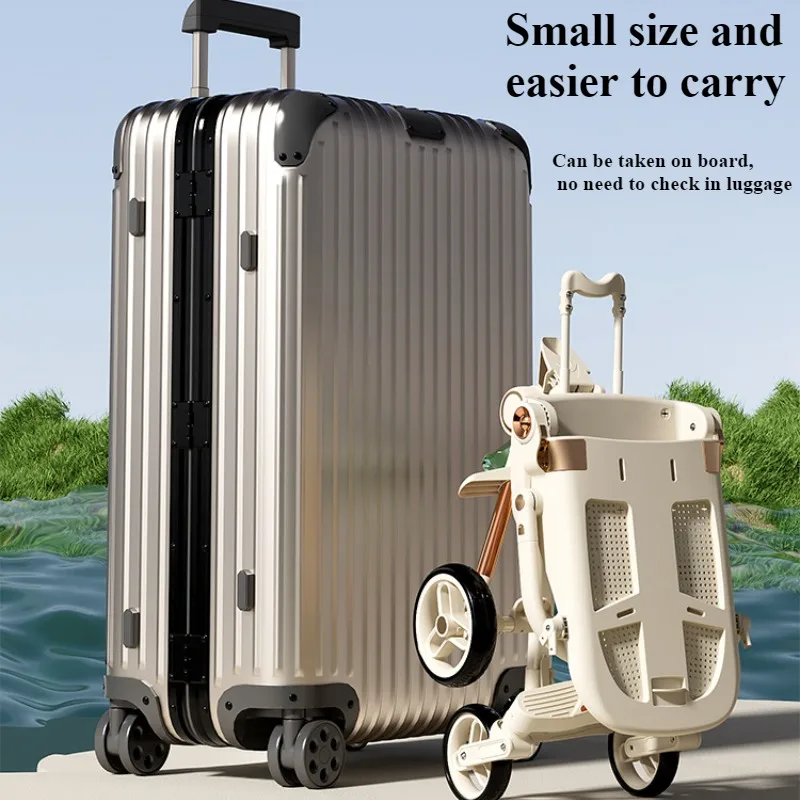 One-click Folding Baby Stroller Can Sit & Lying High Landscape Two-way Baby Strolling Cart Lightweight Anti-Rollover