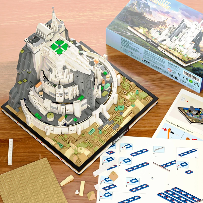 반지 Minas 화이트 시티 Tirith 스트리트 뷰 조립 모델 빌딩 블록 영화 장면 아키텍처 퍼즐 장난감 소년 선물