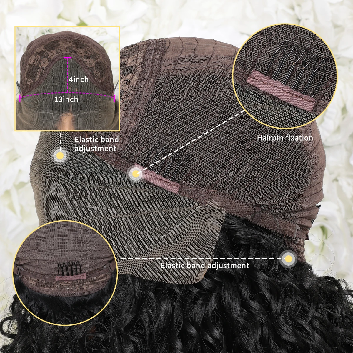 Perruque Lace Front Synthétique Longue Afro Bouclée pour Femme, Densité 200%, 13*4, Aspect Naturel Élégant, 03 Utilisation