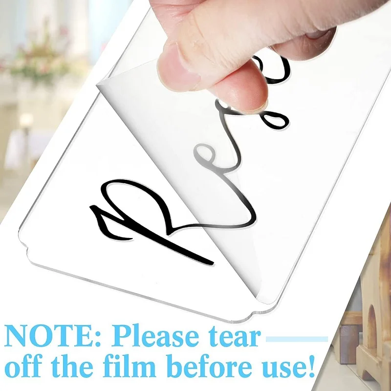 20/50 PCS Blank Transparent Acrylic Sheet Wedding Chair Seat Card DIY Hanging Belt Ribbon Activity Indicator Seat Card 7.5x20cm