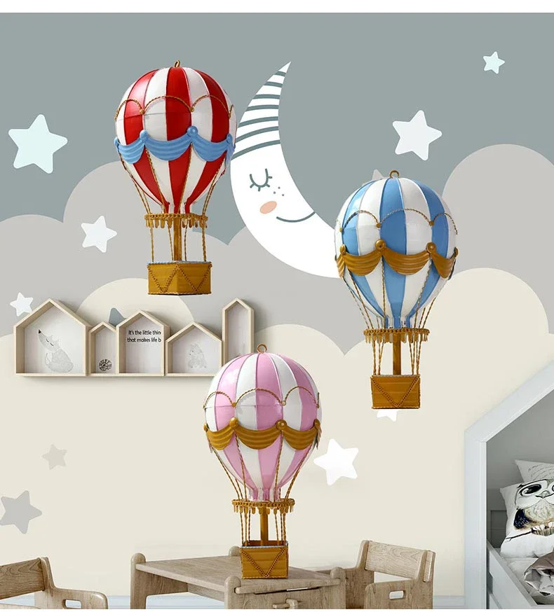 1pc Hanging Craft Home Livingroom 35cm(1.15ft) Modern Iron Hot Air Balloon Wall Decoration Accessories Rainbow Lantern 6
