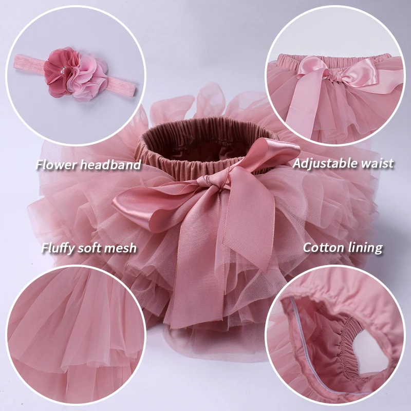 Baby Girls Newborn Tutu Skirt Outfit 2pcs Short Skirts + Headband Set Costume Toddler Girl Clothes Child Birthday Tulle Tulle Tutu Skirt