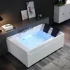 Double Head Acrylic Whirlpool Bathtub, 2-person Hydraulic Massage, Rectangular Water Spray, Niche Soaking SPA, 72" 1