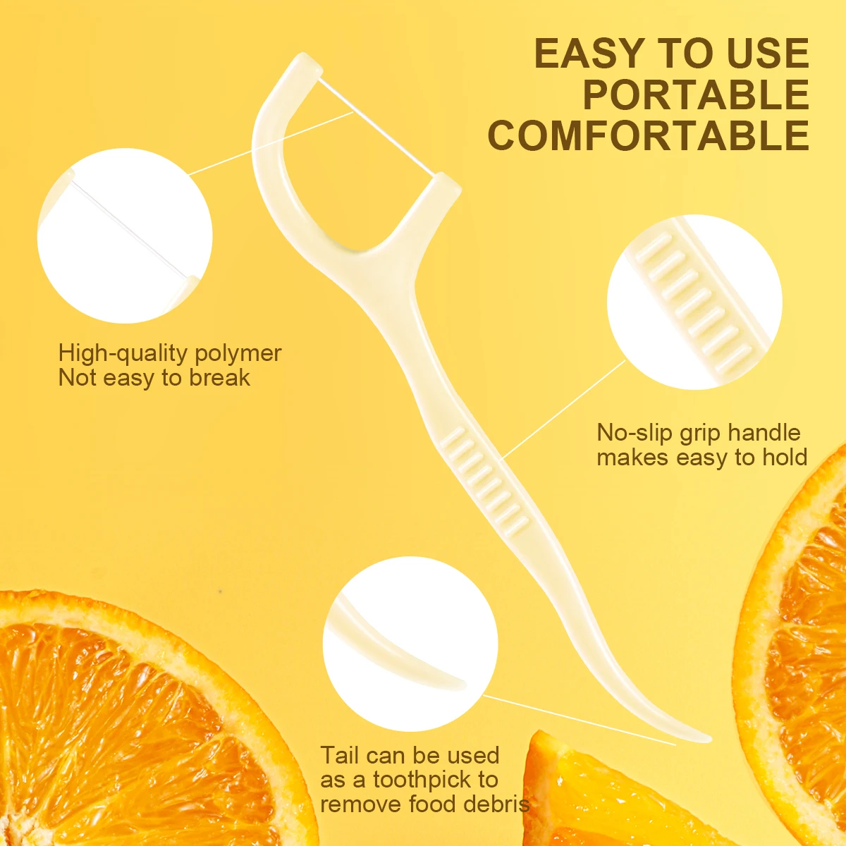50 sticks/box Orange dental floss stick Toothpick Cleaning tool For interdental gaps