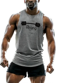 Canotte grafiche con manubri semplici per uomo Moda estiva Stampato in 3D Gilet sportivo all'aria aperta Allentato Streetwear T-shirt da allenamento per palestra Top