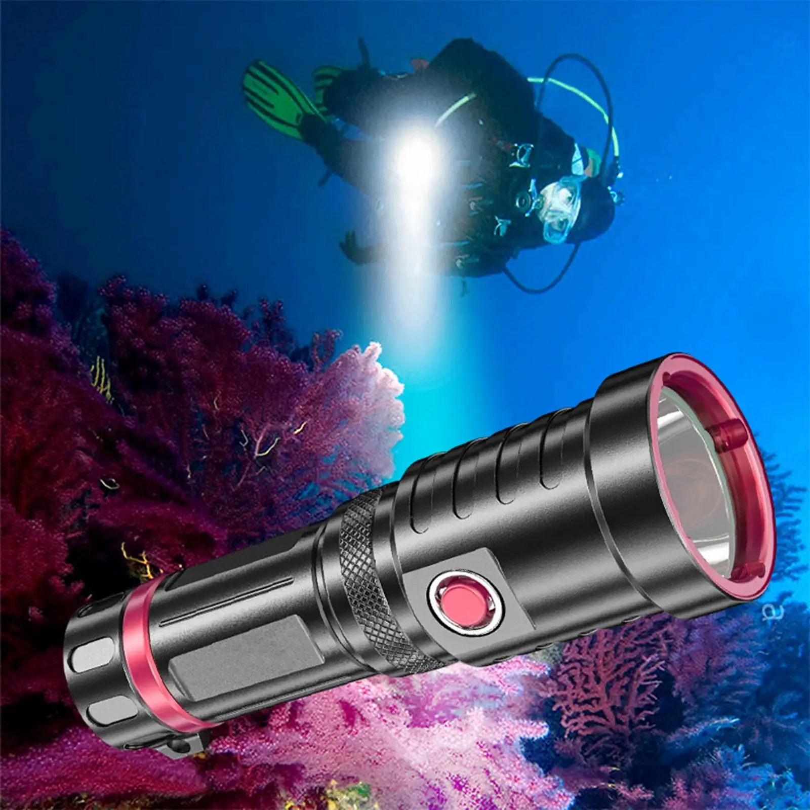 

Underwater Torch Waterproof Diving Flashlight for Night Outdoor Sport Caving