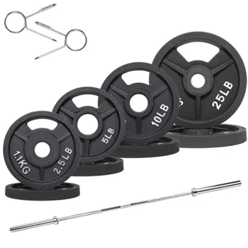 85 LB Cast Iron Barbell & Plate Set (6 FT Bar) 1
