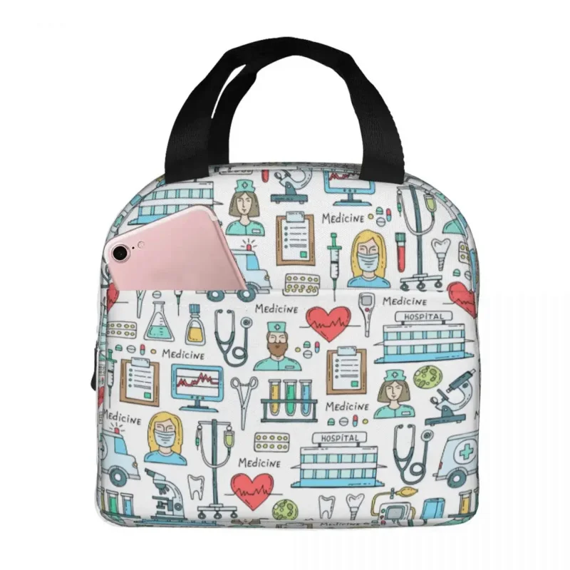 

Doctors Nursing Nurse Lunch Bag Waterproof Insulated Oxford Cooler Bag Thermal Cold Food Picnic Lunch Box for Women Girl