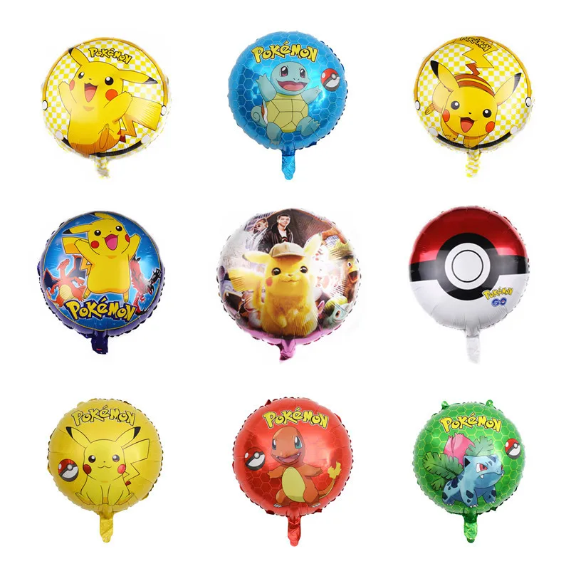 

New Pokemon 18 Inches Circular Balloon Anime Bikachu Aluminum Film Balloon Toy Cartoon Children's Toy Birthday Balloons Gift