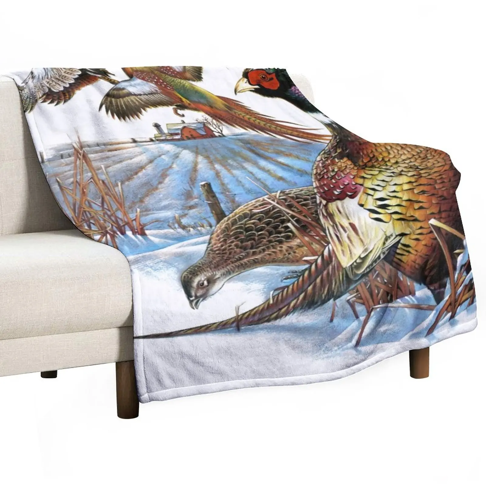 

Pheasant Farm Throw Blanket cosplay anime Dorm Room Essentials Flannel Blanket Moving Blanket