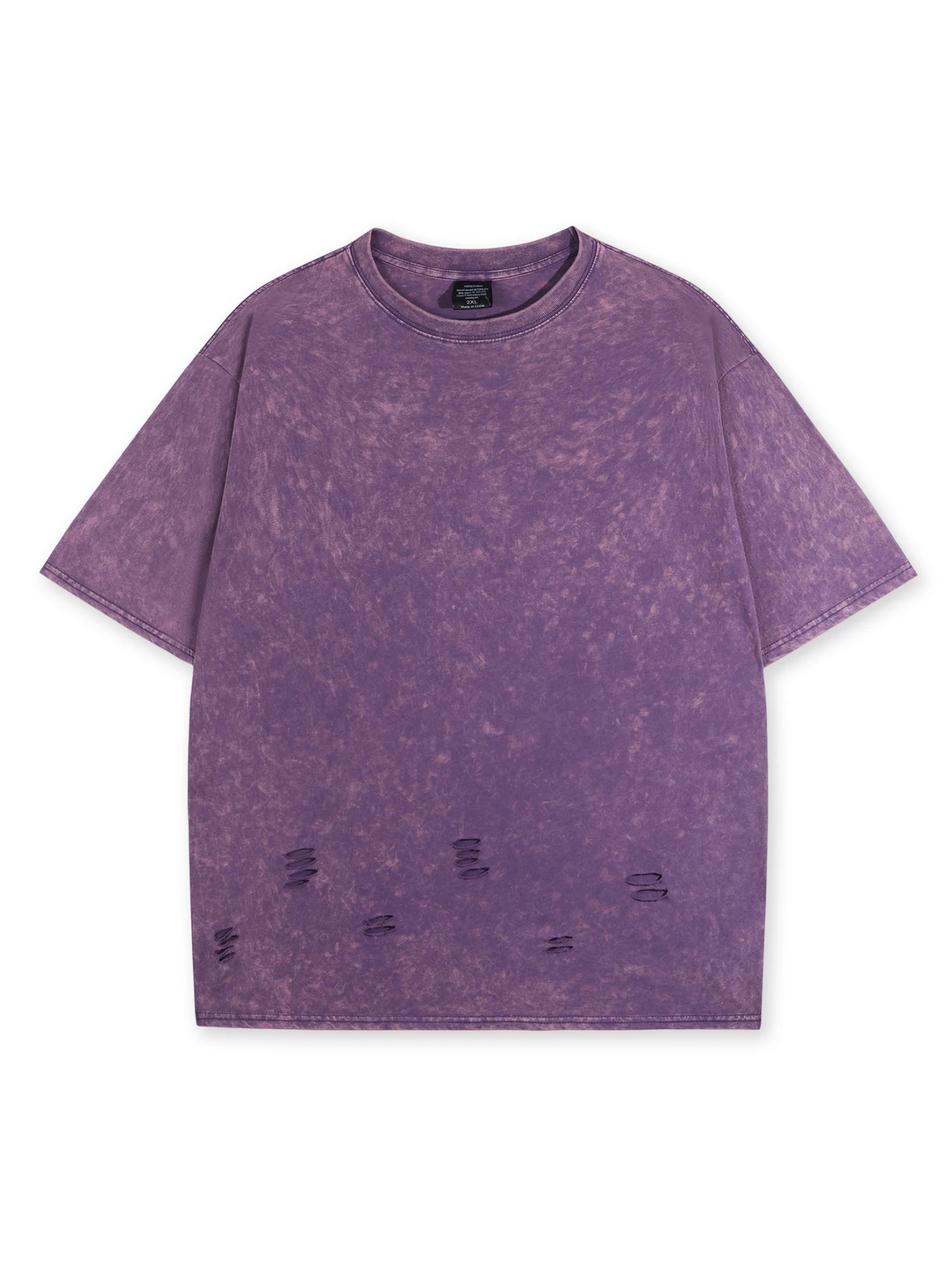 2025 New Washed Solid Color T Shirt Set Trendy Street Torn Short Sleeve Classic Multicolor Cotton Shorts Loose Sports Suit