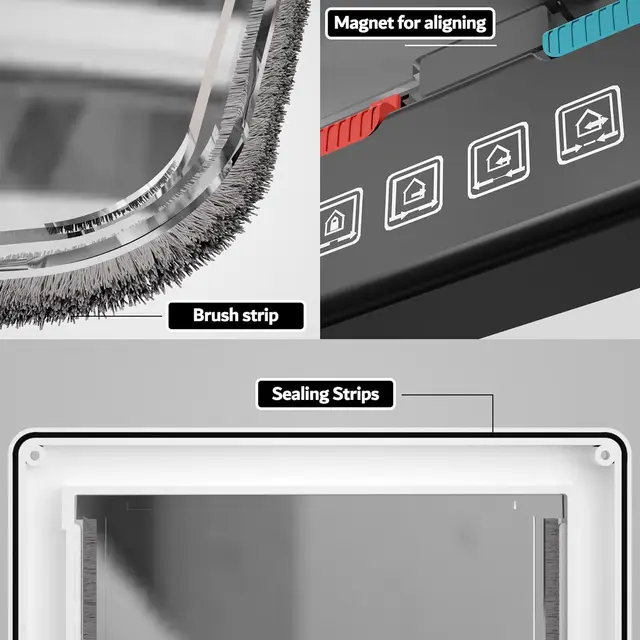 TONG Dog Cat Flap Door with 4 Way Security Lock Flap Door for Dog Cats Kitten ABS Plastic Small Pet Gate Door Kit Cat Dogs Flap 4