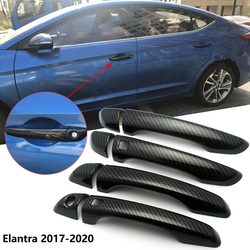 

AU04 -for Hyundai Elantra 2017-2020 Carbon Fiber Car Door Handle Cover Trim Sticker(2 Buttons)