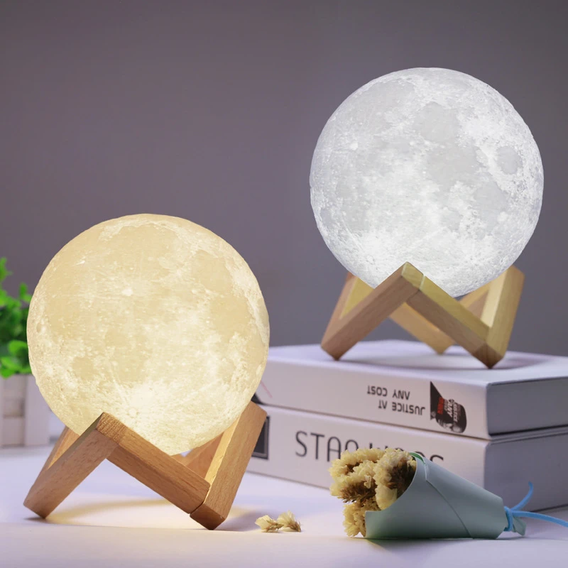 moon night light LED Night Light 3D Print Rechargeable Moon Lamp  Night Light Creative  Switch Moon Light for Bedroom Decoration Birthday Gift mi motion activated night light 2