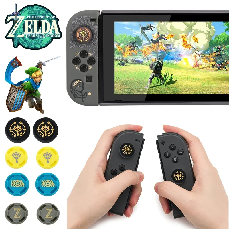 2 Pezzi Tears Of The Kingdom Zelda Grip Cap Per Nintendo Switch Oled Ns Lite Joy-Con Joystick Accessori Per Cover Protettiva In Silicone