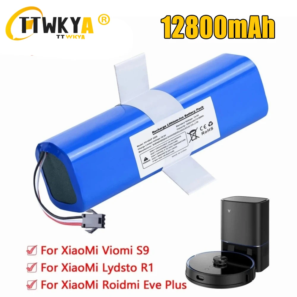Batteria Ricaricabile 14.4V 12800Mah Per Xiaomi Lydsto R1,Viomi S9,Proscenic M7 Pro,Lenovo Lr1 Batteria Sostitutiva Agli Ioni Di Litio