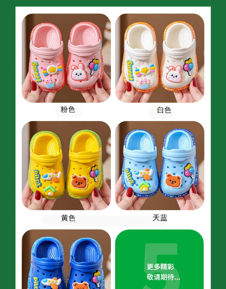 Kids Summer Sandals Hole Children's Shoes Slippers Soft Anti-Skid Cartoon DIY Design Hole Baby Shoes Sandy Beach For Boys Girls