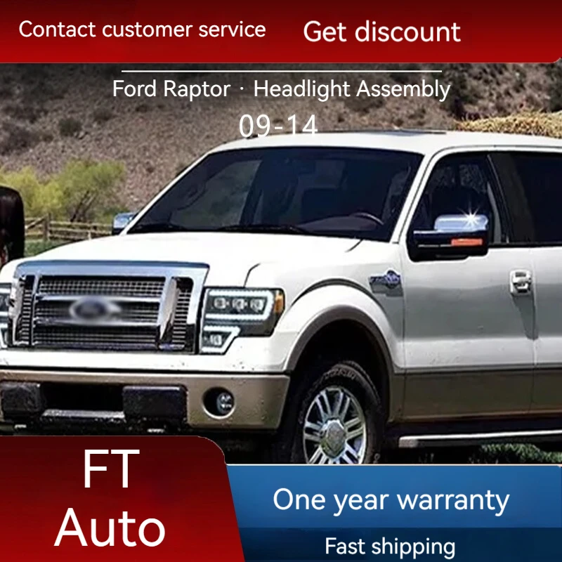 

Car ligh for Ford 08-14 Raptor F150 headlight assembly modification LED lens daytime running lights flowing water steering headl