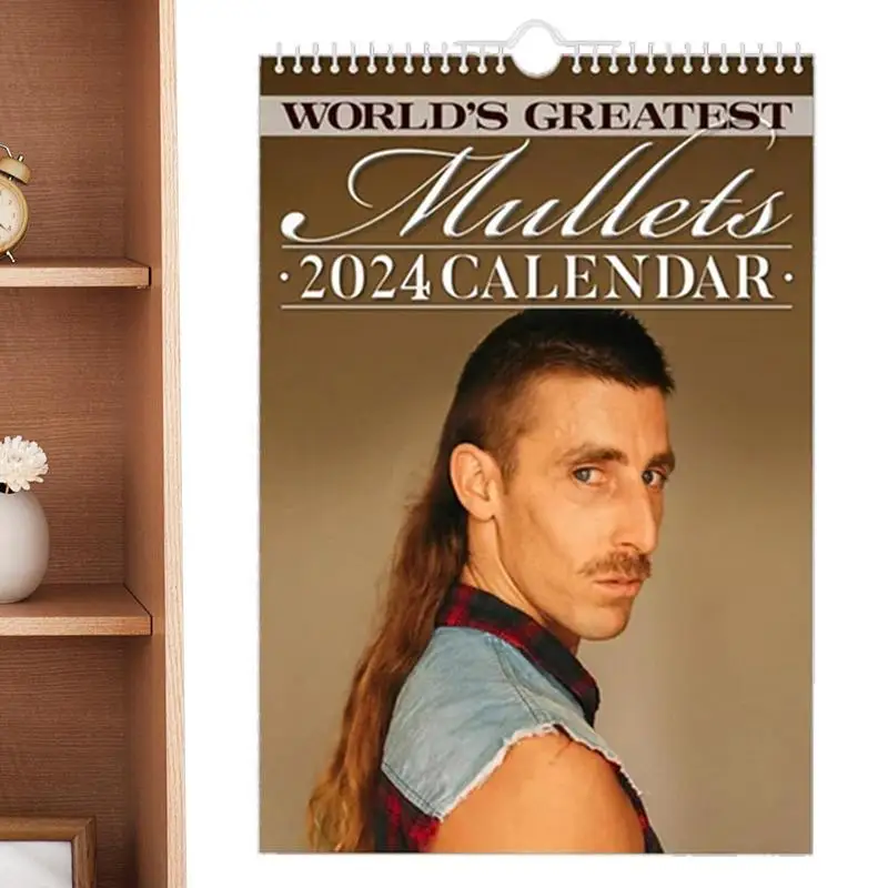 

2024 Wall Calendar Monthly Funny Mullets Cool Hair Style 2023 Calendar For New Year Gifts Stocking Stuffers xmas Party Favors