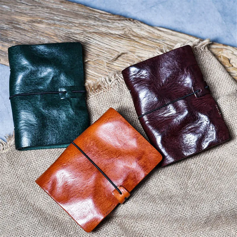 

Vintage natural genuine leather waterproof notebook for handmade luxury high-quality first layer cowhide outdoor work notepad