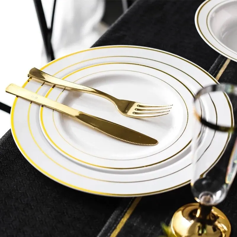 Gold Party Disposable Tableware Set Plastic Plate Cup Paper Kid Adult Birthday Wedding Bachelorette Party Decoration Baby Shower