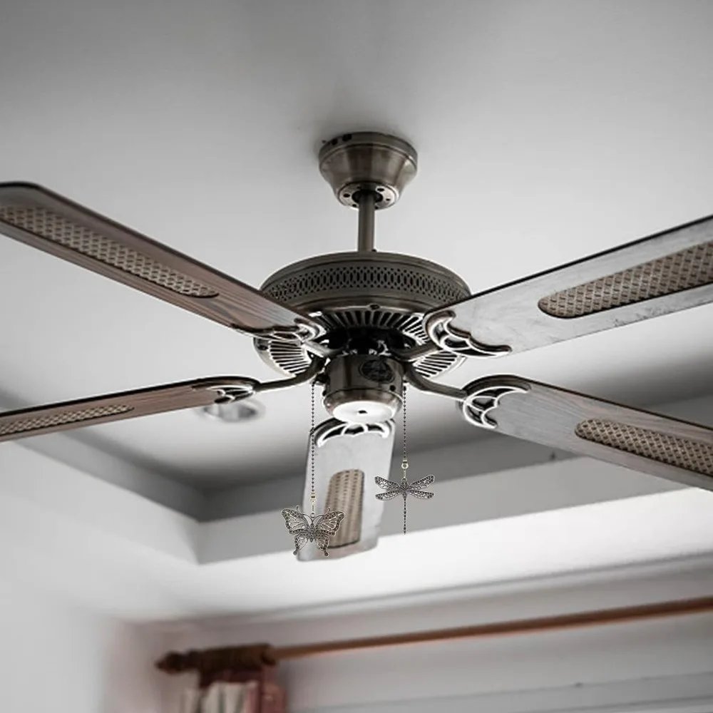 4-Pack Ceiling Fan Pull Chain Extenders - 13 Inch Silver Beaded Ball Chains With 1069891