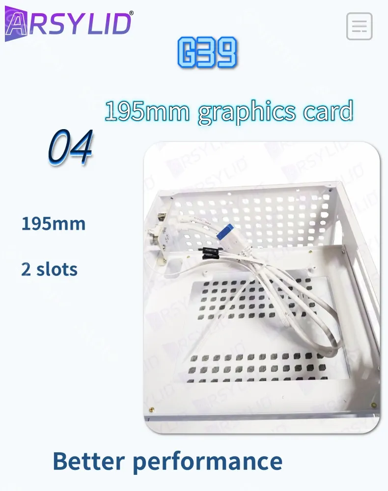 G39 ITX, placa gráfica 195mm, carcaça de aço reforçada, G40 55mm