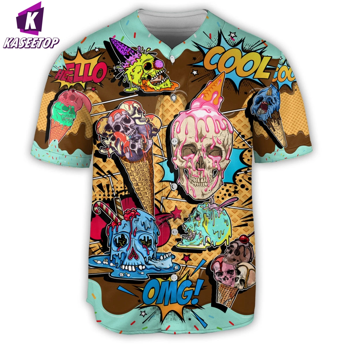 

Футболка мужская бейсбольная с 3D-принтом, тенниска в стиле хип-хоп, майка оверсайз с принтом черепа, мороженого, лето