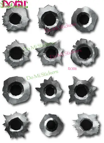

DOMI 12x Realistic Bullet Holes Sticker Decal Car Truck Window Bumper Prank Boat Laptop Helmet Trunk Waterproof Sunscreen