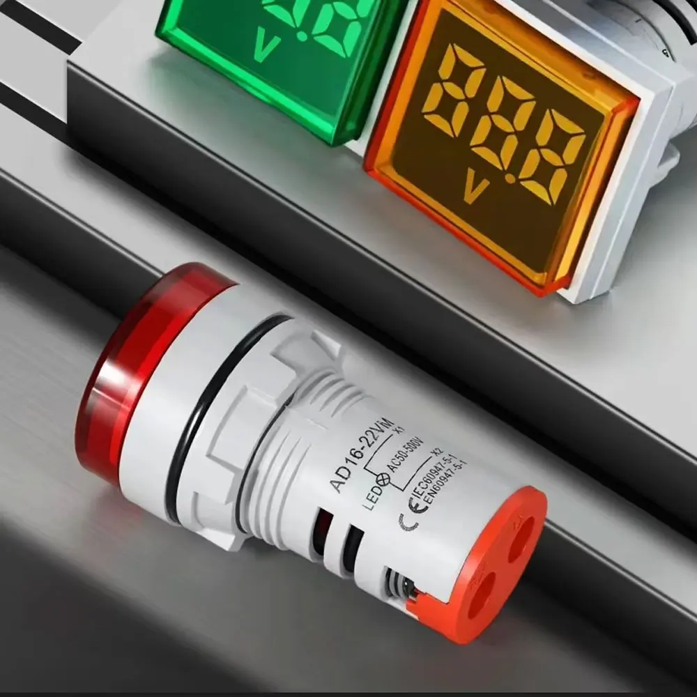미니 LED 디지털 디스플레이 전압계 교류 60V-500V 디지털 디스플레이 표시기 조리개 22mm 신호 램프