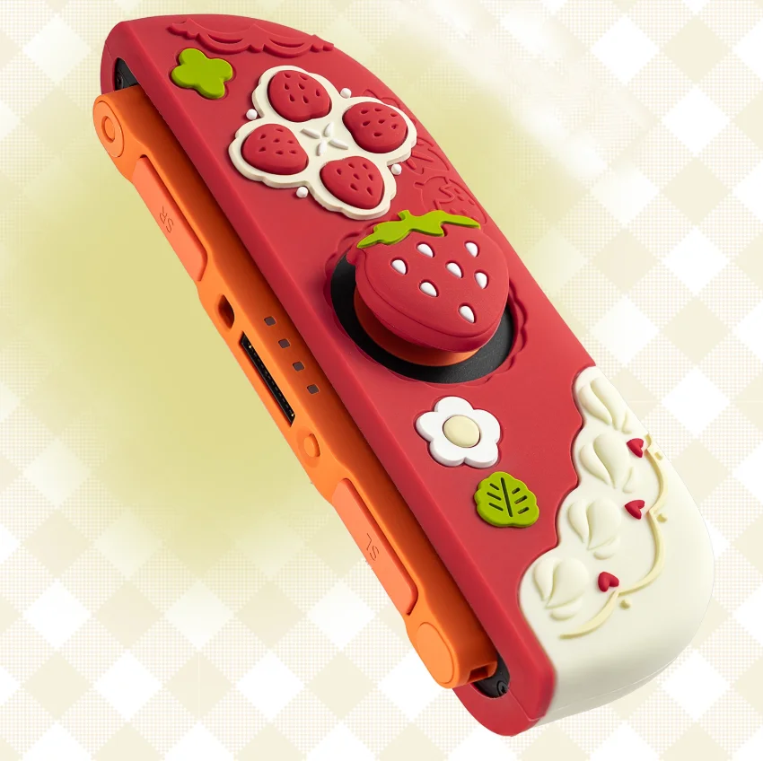 Strawberry-Themed Protective Hard Shell Case with Silicone Hand Grips