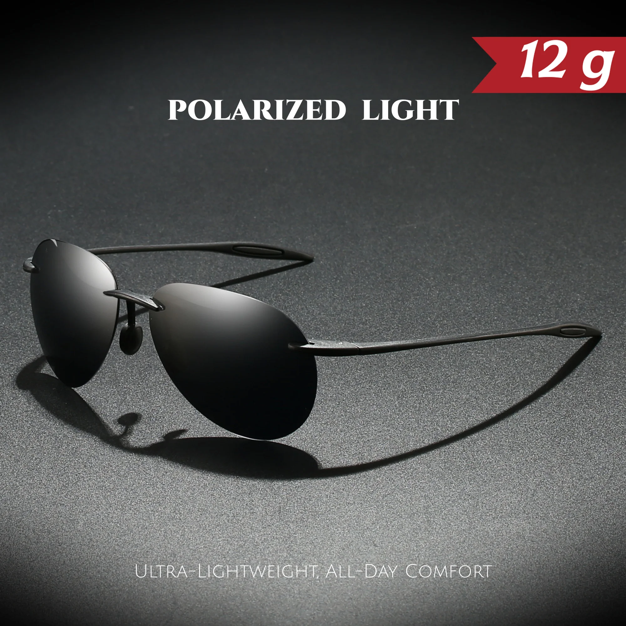 Ultraleichte 12 g TR90 rahmenlose polarisierte Piloten-Sonnenbrille – flexibel und bequeme Passform, Unisex zum Fahren, Angeln, Outdoor-Aktivitäten – Detail 7