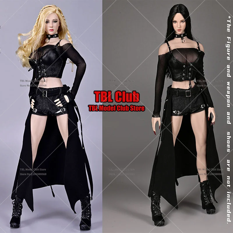 

Toys SA047 1/6 Female Soldier Dark Gothic Rock Style Set Mesh Short Top Shorts Detachable Dress Fits 12Inch Action Figure Body
