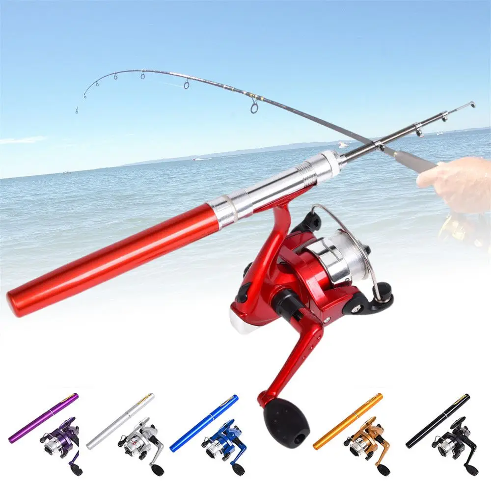Fishing Rod Mini Telescopic Pocket Fish Pen Aluminum Alloy Fishing Rod and  Reel Wheel Fishing Tackles Small Sea pole Accessories