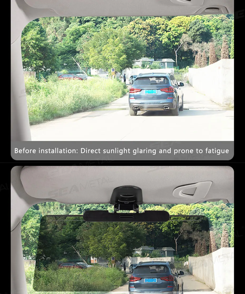 SEAMETAL Auto-Sonnenblende, Verlängerung, flexibel, verstellbar, Frontscheibe, Schutzbrille, HD-Sonnenschutz, Auto-Visier, universell für Limousine, SUV, MPV – Detail 4