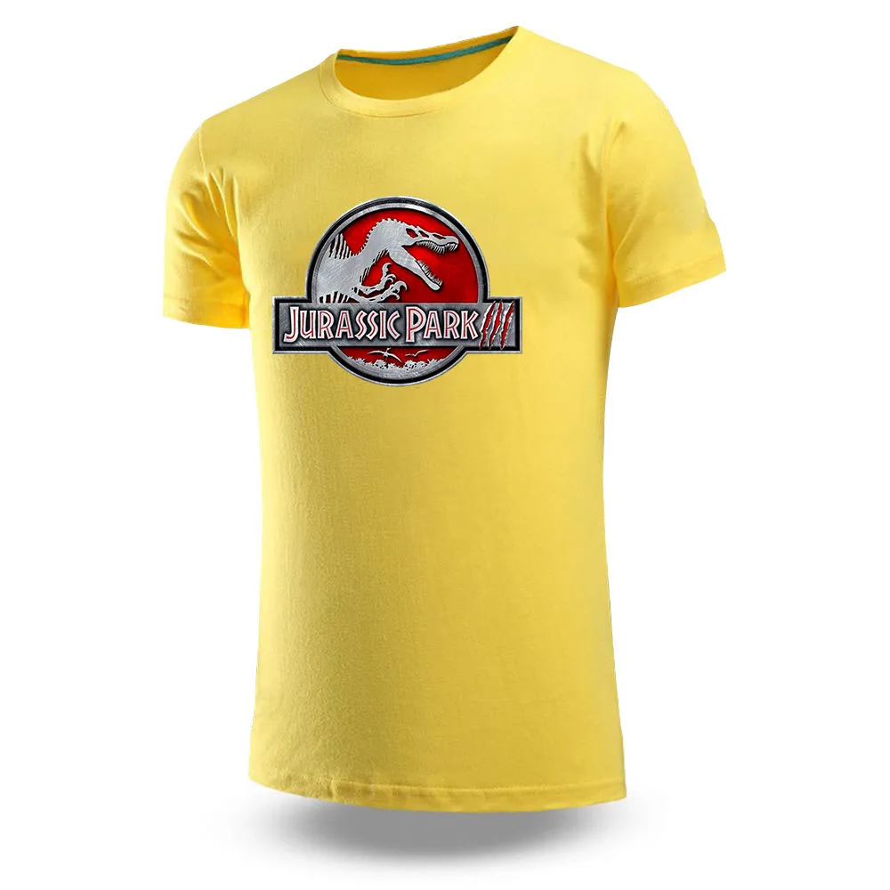 2023 Men New Summer Jurassic Park Printed T-Shirt Breathable Short Sleeve Round-Neck Casual Style Harajuku Sporting Fitness Top