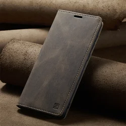 Premium Magnetic Leather Flip Wallet Phone Case with Card Holder - XiaoMi 12T (12T Pro) (Coffee)