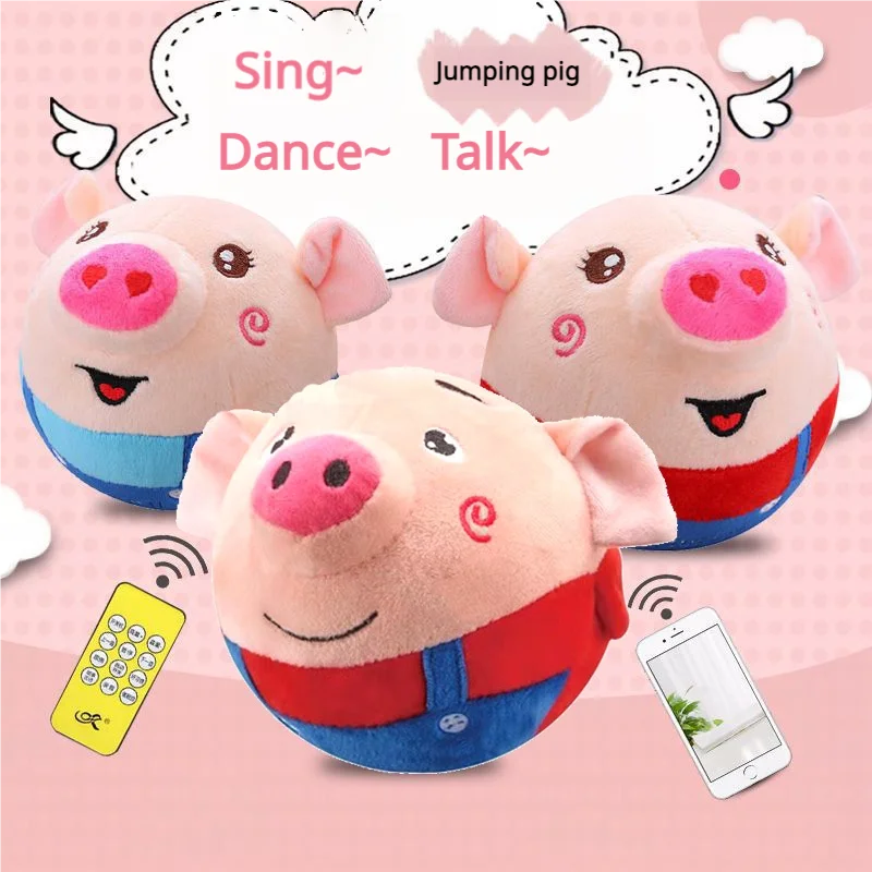 Dancing Talking Pig Bouncing Ball For Baby Educational Toys Can Singing Learning Electric Plush Montessori Interactive Toy Gifts