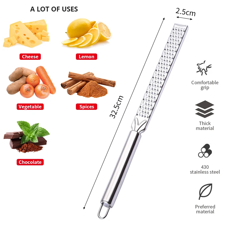 Description Picture 4 of itemCheese Grater & Lemon zester Stainless Steel Kitchen Grater Slicer with Non-Slip Handle Dishwasher Safe Kitchen accessories