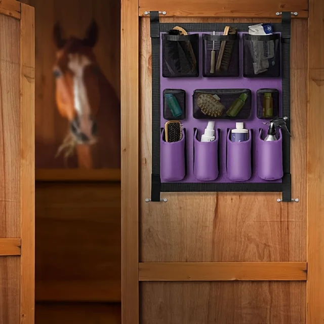 Horse Trailer Organizer Large-Capacity Storage Hanging Bag Multi-Pocket Horse Trailer Grooming Bag for Horse Brush Comb Bottle