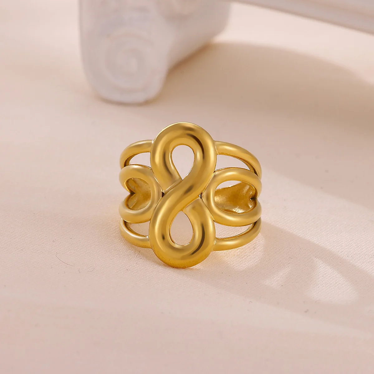 Gold Minimalist Infinity Ring - Elegant Stainless Steel Jewelry