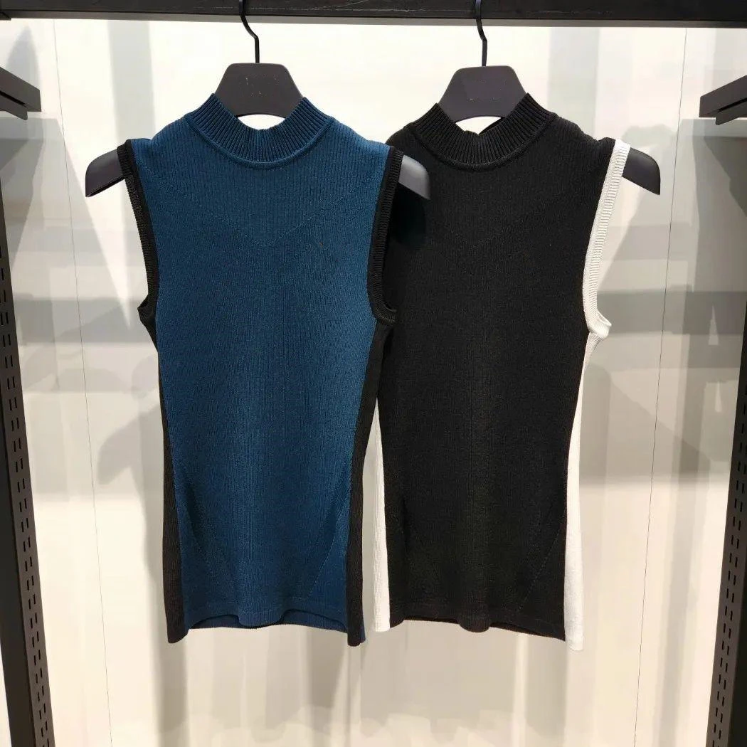 New spring summer golf sleeveless shirt for women knitted round slim fit golf wear clothes branded apparel full mark
