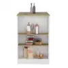 Portree Kitchen Island with 3-Side Shelves White / Macadamia 3