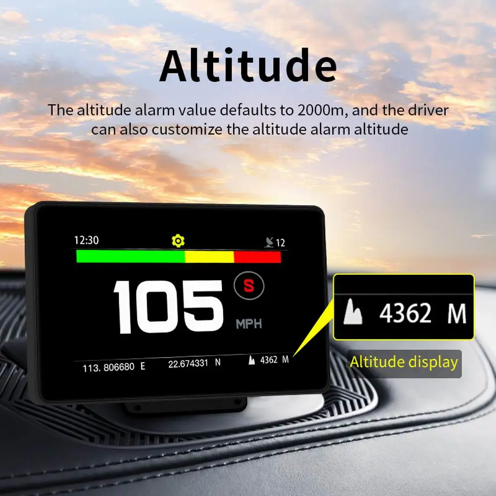 Vjoycar  GPS HUD Ǯ ġ ũ, ٱ  ÷, ħ ð,   Ÿ ӵ ˶, 2 in 1